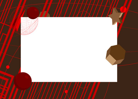 Red, Brown geometrical graphic retro theme background with place for text. Minimal geometric elements frame. Vintage abstract shapes vector illustration for advertising.のイラスト素材