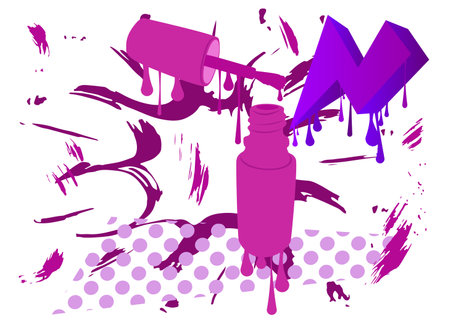 Nail polish graffiti. Abstract modern street art decoration performed in urban painting style.のイラスト素材