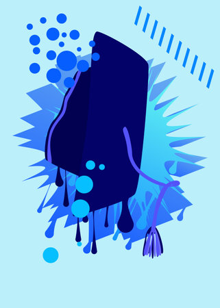 Graduation cap graffiti. Abstract modern street art decoration performed in urban painting style.のイラスト素材