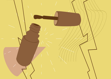 Nail polish geometrical graphic retro theme background. Minimal geometric elements. Vintage abstract shapes vector illustration.のイラスト素材