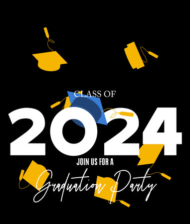 Class of 2024 Graduation design template. Vintage party invitation, congratulation event, greeting card. Vector high school or college graduate poster.のイラスト素材