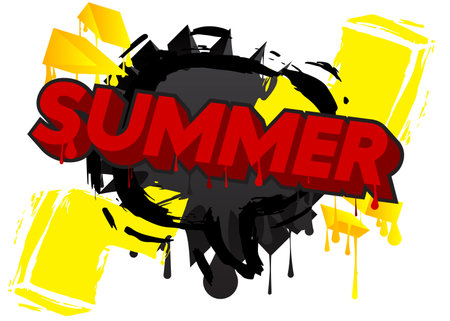 Summer Graffiti tag. Abstract modern street art decoration performed in urban painting style.のイラスト素材