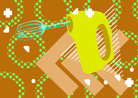 Mixer geometrical graphic retro theme background. Minimal geometric elements. Vintage abstract shapes vector illustration.のイラスト素材