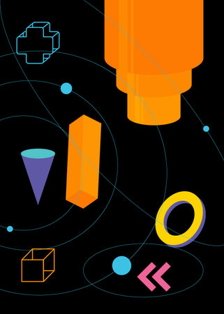 Geometrical graphic retro theme cover. Minimal geometric elements poster design. Vintage abstract...