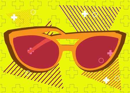 Sunglasses geometrical graphic retro theme background. Minimal geometric elements. Vintage abstract shapes vector illustration.のイラスト素材