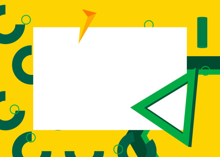 Green and yellow geometrical graphic retro theme background with place for text. Minimal geometric...