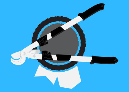 Heavy Duty Large Cable Cutter, old cutter for wire or steel bars banner, ribbon. Trendy flat...