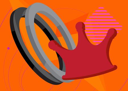 Crown geometrical graphic retro theme background. Minimal geometric elements. Vintage abstract shapes vector illustration.のイラスト素材