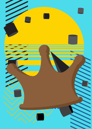 Crown geometrical graphic retro theme background. Minimal geometric elements. Vintage abstract shapes vector illustration.のイラスト素材