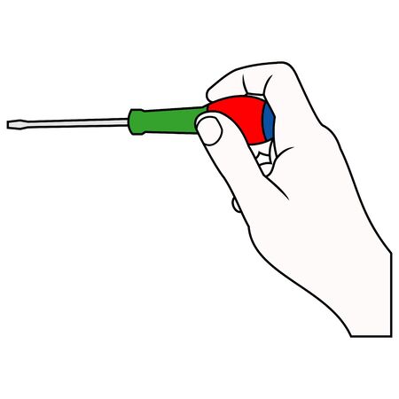 hand with screwdriverのイラスト素材