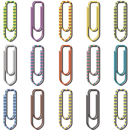 paper clips in many colorsのイラスト素材