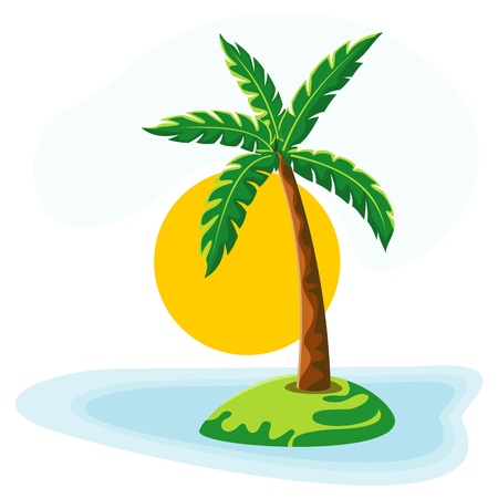palm tree sea sun and skyのイラスト素材