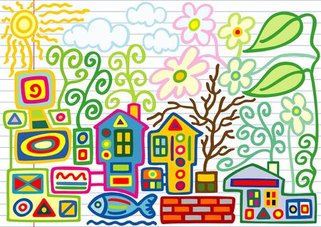 drawing on the notebookのイラスト素材