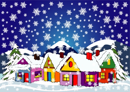 village in winterのイラスト素材