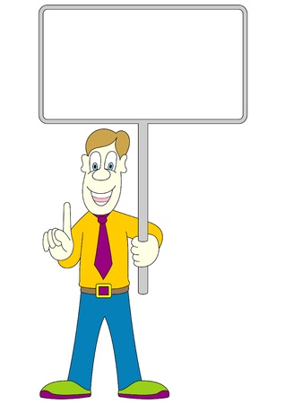 man with blank boardのイラスト素材