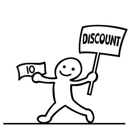 cartoon of men with discount signのイラスト素材