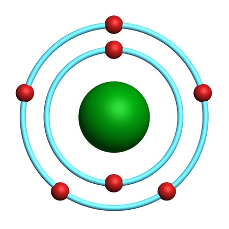 nitrogen atom on white backgroundの写真素材