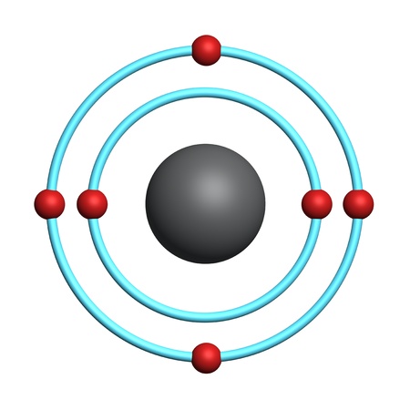 carbon atom on white backgroundの写真素材