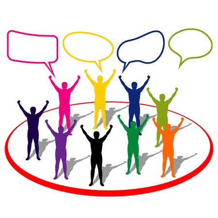 contours of people with speech bubblesのイラスト素材