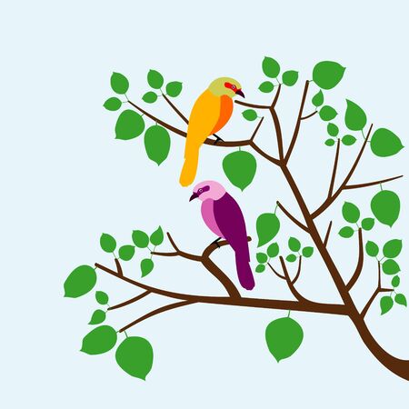 birds on treeのイラスト素材