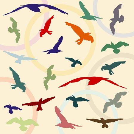 abstract background with contours of birdsのイラスト素材