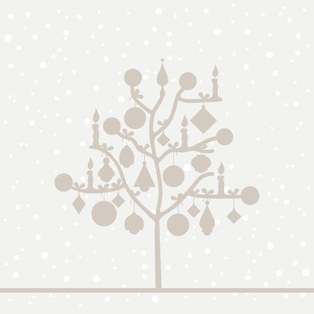 Christmas card with tree and snowflakesのイラスト素材