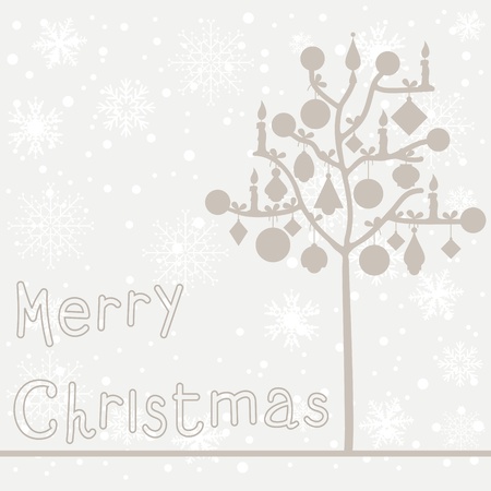 Christmas card with snowflakes and treeのイラスト素材