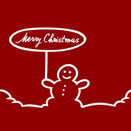 Christmas card with snowmanのイラスト素材