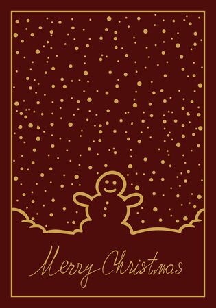 Christmas card with snowman and snowflakesのイラスト素材