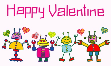 happy valentine robotsのイラスト素材