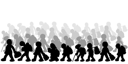 Illustration of migrants on white backgroundのイラスト素材