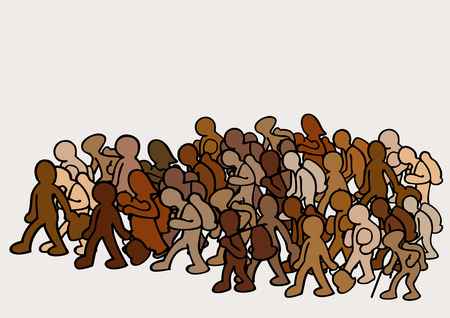 migrants in groupのイラスト素材