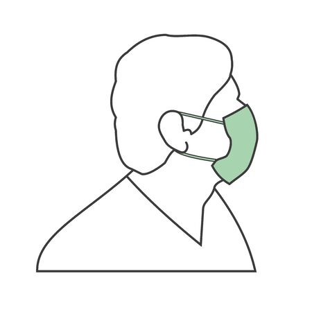 men with protection maskのイラスト素材