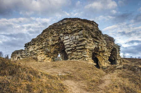 Castle ruins in Skala-Podilska (XV-XVIth century). Ukraine, Ternopil region.の写真素材