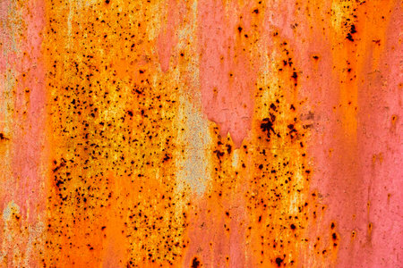 Old Red Rusty Plaster Wall With Worn Surface Grunge Background