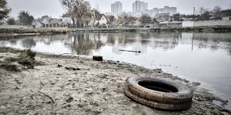 ecological catastrophe clogging of the environment with human lifeの写真素材