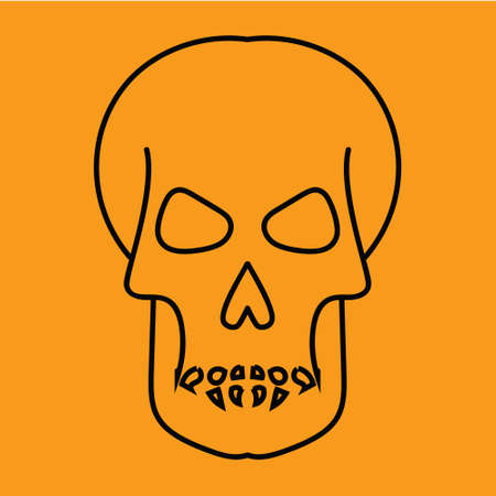Anatomically correct human skulls set isolated. Hand drawn line vector illustration. Black and White Tattoo Skull. Set of skull isolated on white backgroundのイラスト素材