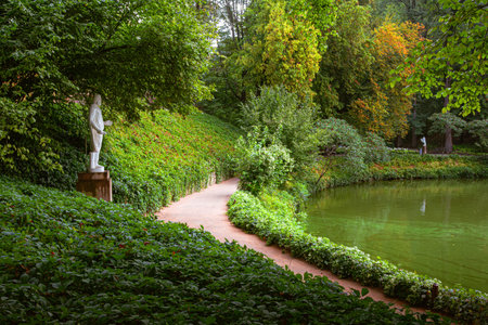 Uman. Sofievsky park in the morning. Deep in the park.の写真素材