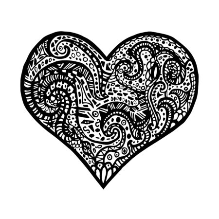 Vector illustration of hand drawing heart. Card for Saint Valentines Day. Symbol of love. Vector heart in zentangle style.のイラスト素材