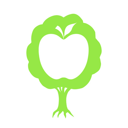 vector illustration green tree with white apple insideのイラスト素材