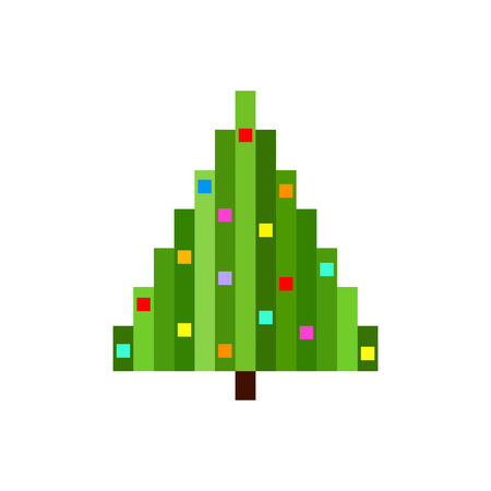 vector Illustration of pixel art christmas tree.のイラスト素材