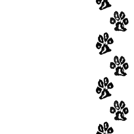 Animal footprint seamless border.dog foot printのイラスト素材