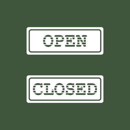 Open and closed signboards, tags, signs. Vector illustrationのイラスト素材