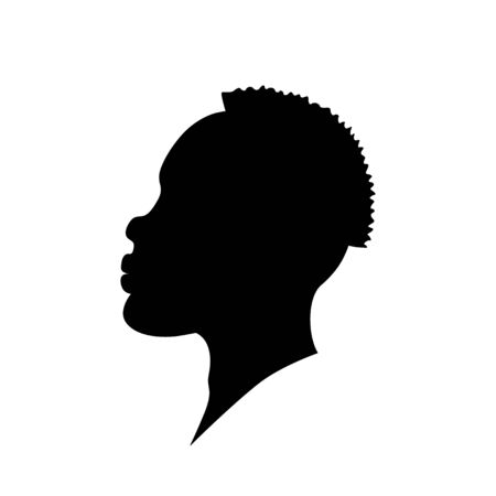 Vector illustration of african american man head silhouetteのイラスト素材