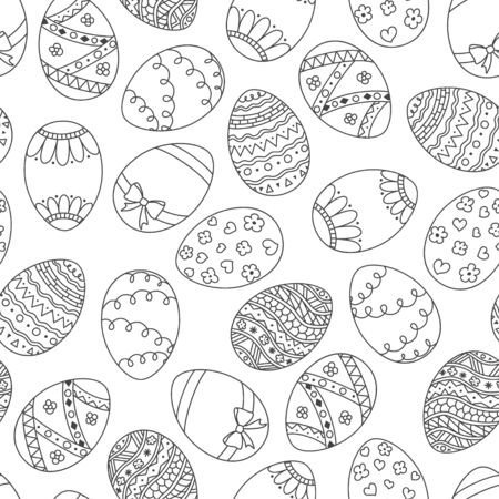 Creative illustration of a  simple pattern with easter eggs. Easter holiday background of ornamental eggsのイラスト素材