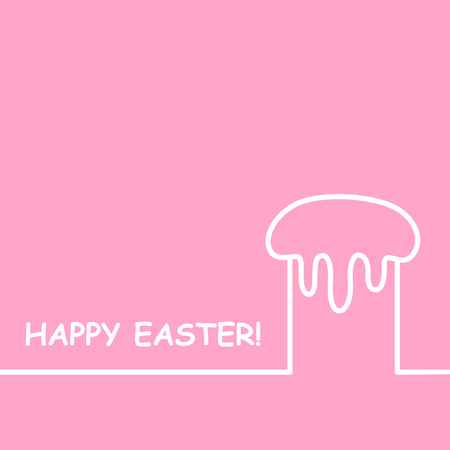 Vector greeting card with lettering composition "Happy Easter" and line art easter cakeのイラスト素材