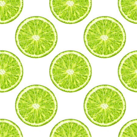 seamless pattern of lime slice. Vector citrus background
