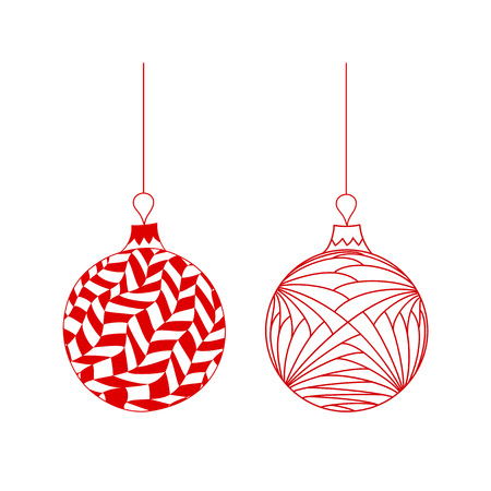 Set of red hand drawn Christmas ballのイラスト素材