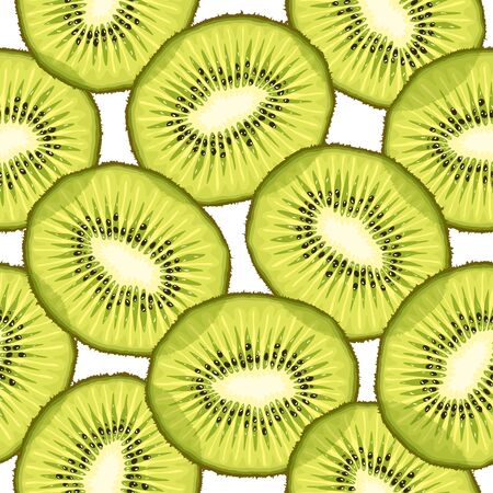 Vector seamless pattern from kiwi slicesのイラスト素材