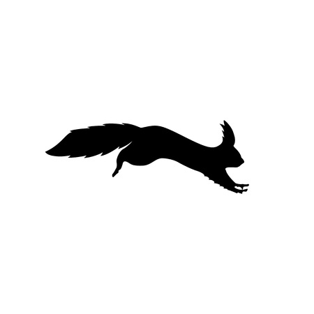 Vector illustration of black squirrel silhouette. Running squirrel silhouetteのイラスト素材